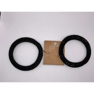 NWT! Plunder Distress Large Black Hoop 3 7/8" Earrings!